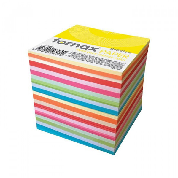 Fornax Blok za beleške 9x9cm 900 lista, lajmovan, Fornax 406001 sortirano, 10 boja