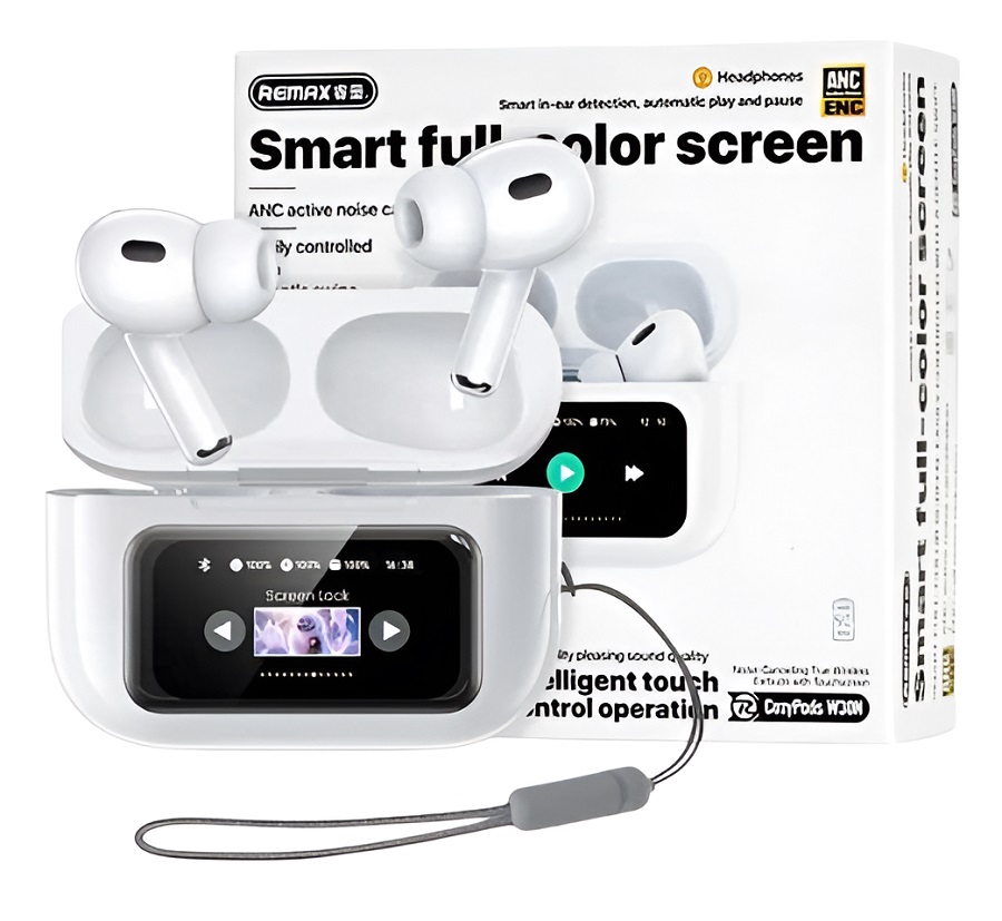 REMAX W30 White Noise-Cancelling True Wireless Earbuds with Touchscreen