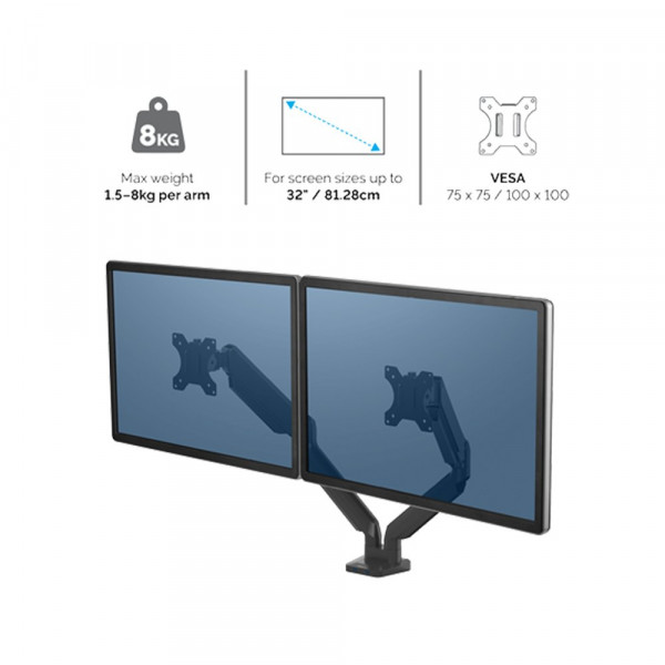 Fellowes Nosač monitora Fellowes Platinum series dual Monitor 8042501 crni