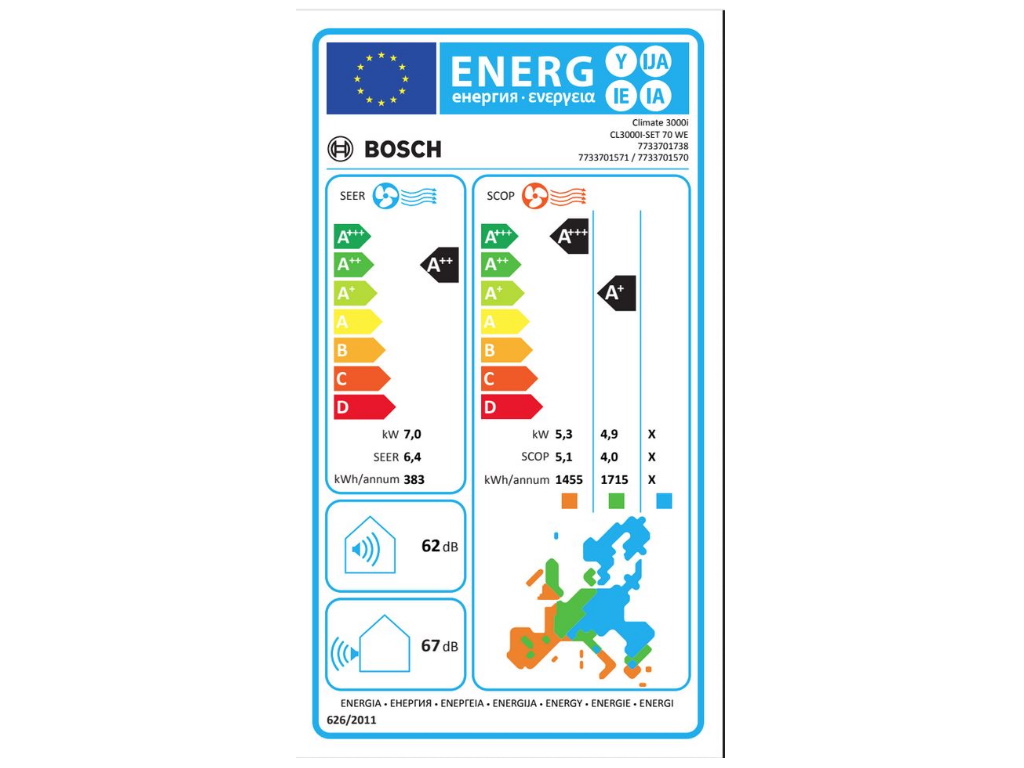 Bosch Klima BOSCH Climate 3000i BAC3I-2432IA/inverter/WiFi Ready/A++/A+/R32/24000BTU/bela