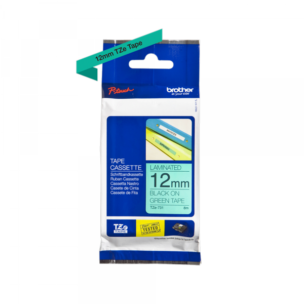 Brother TZe-731 crna na zeleno 12mm