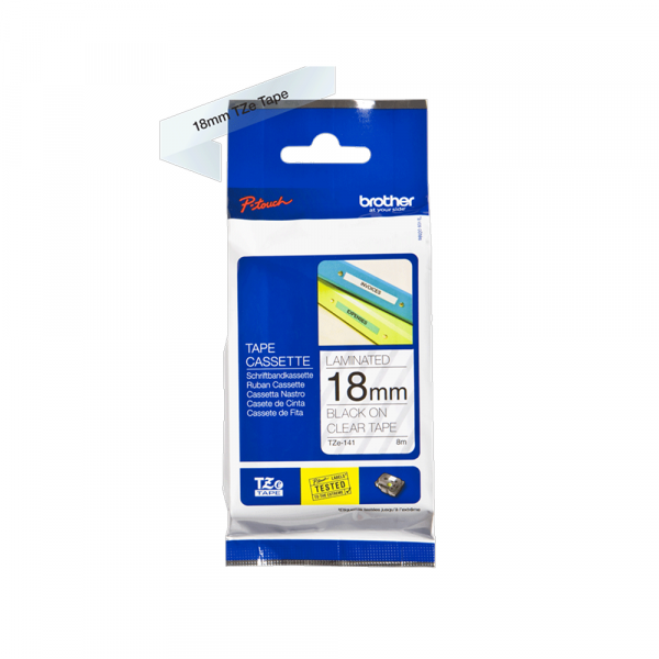 Brother TZe-141 crna na prozirno 18 mm
