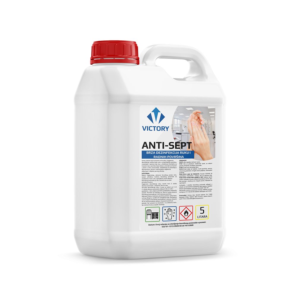 Victory Sredstvo Antisept Victory 2u1 za dezinfekciju ruku i površina 5 lit.