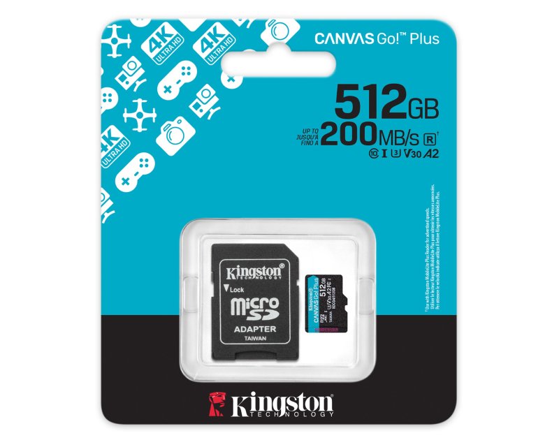 Memorijska kartica U3 V30 microSDXC 512GB Canvas Go Plus 200MB/s A2 + adapter SDCG4/512GB