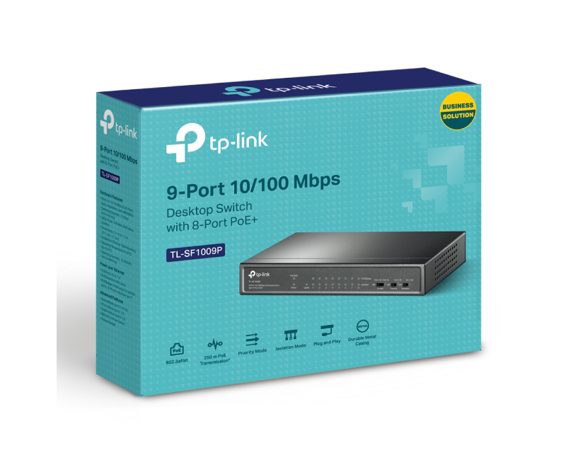 TP-Link SF1009P desktop PoE switch 9 porta