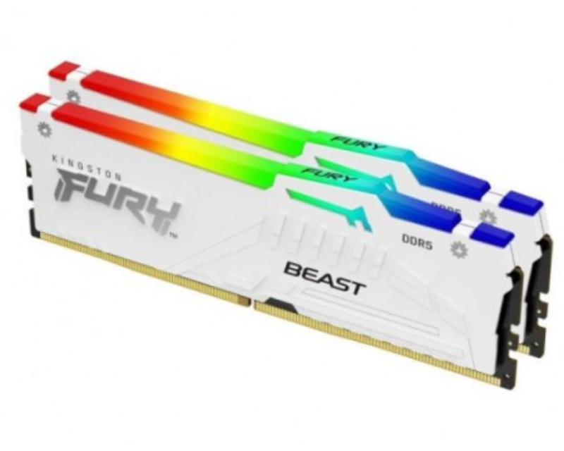DDR5 32GB (2x16GB) 6000MT/s [FURY BEAST RGB], Non-ECC UDIMM, CL36 1.35V, 288-Pin 1Rx8, White, Memory Kit, w/Heatsink, XMP & EXPO