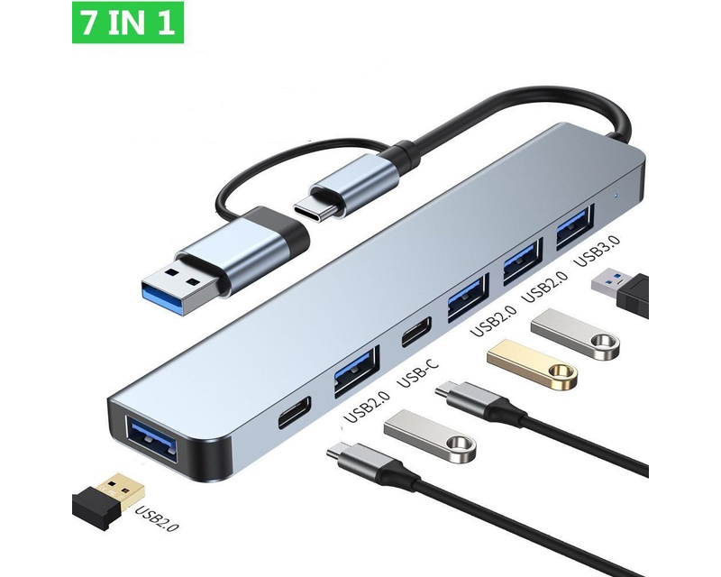 E-Green USB 3.0/3.1 tip C - HUB Superbrzi 5-port USB 3.0 + 2x Tip C