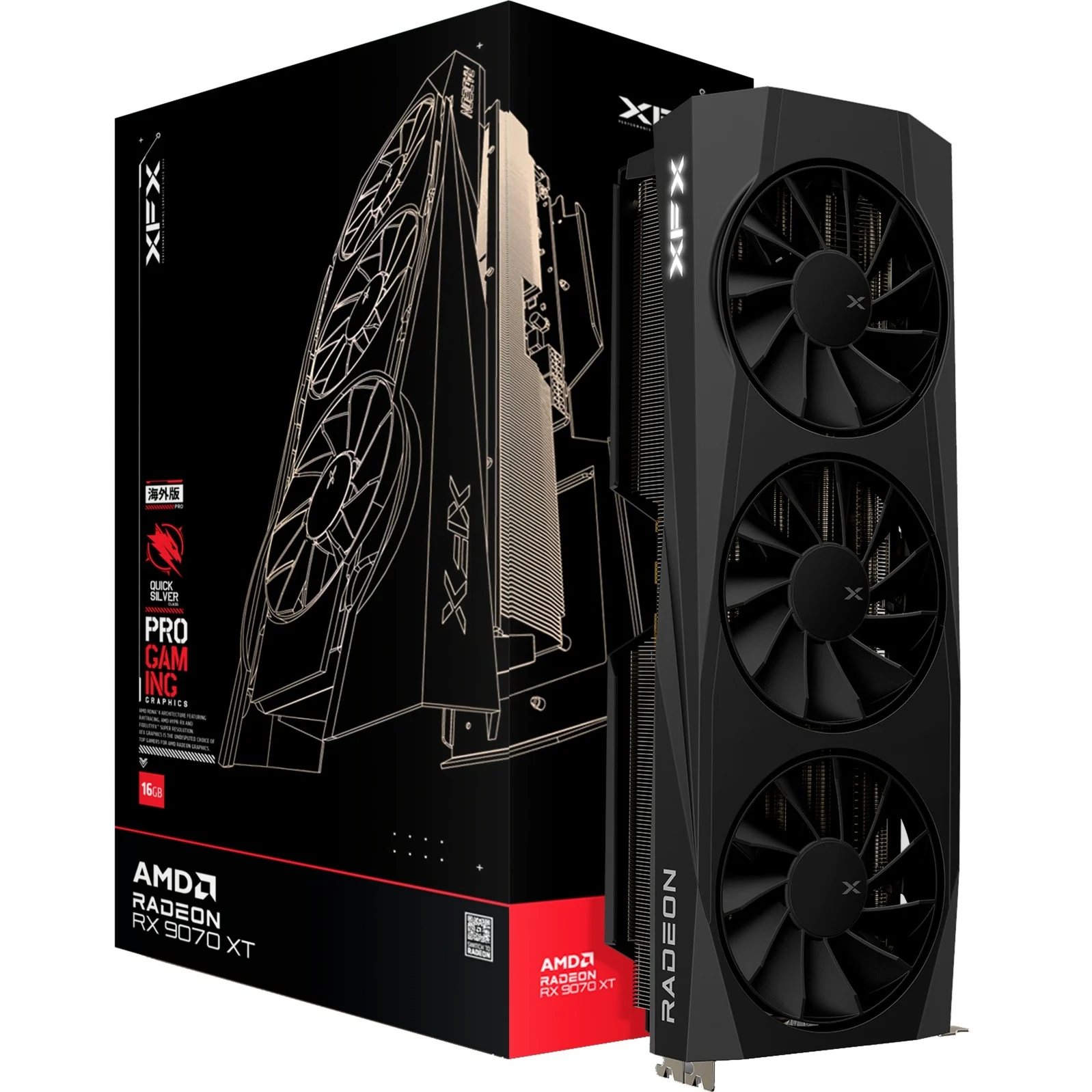 XFX Quicksilver AMD Radeon RX 9070XT Gaming Edition with 16GB GDDR6 HDMI 3xDP, AMD RDNA 4