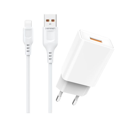 vDENMENv DENMEN DC01L Punjač za mobilne 2,4A + Lightning kabl BELI