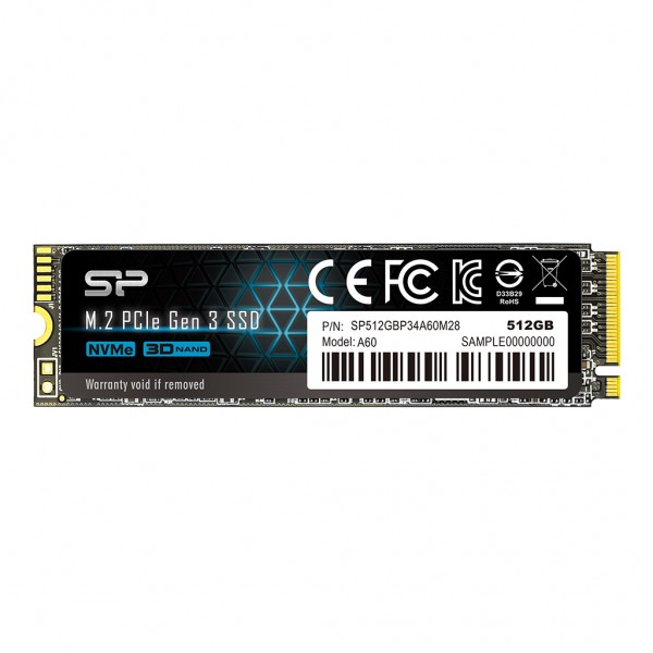 M.2 NVMe 512GB SSD, A60, PCIe Gen3x4, Read up to 2,200 MB/s, Write up to 1,600 MB/s (single sided), 2280