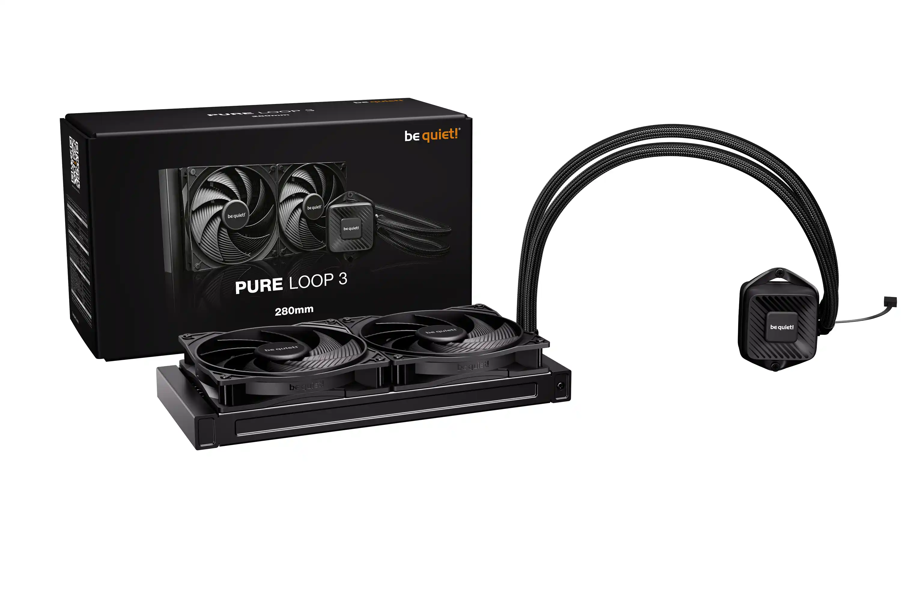be quiet! PURE LOOP 3, 280mm [LGA-1851 & AM5], PWM pump, Two Pure Wings 3 PWM fan 140mm, Flexible sleeved tubes, Easy-to-access refill port, Mounting set