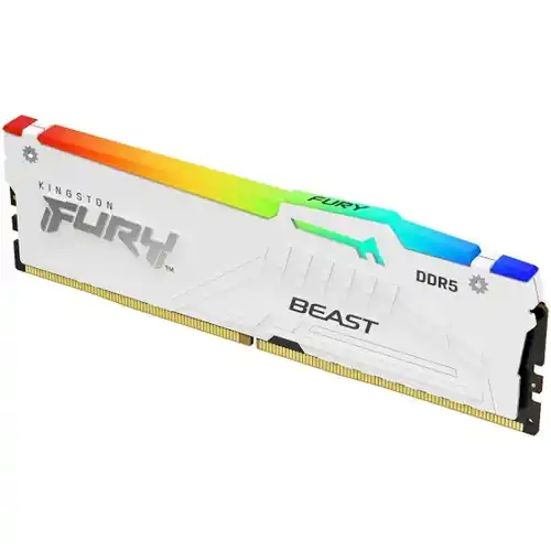 KINGSTON DDR5 16GB 6000MT/s [FURY BEAST RGB], Non-ECC UDIMM, CL36 1.35V, 288-Pin 1Rx8, White, Memory Kit, w/Heatsink, XMP & EXPO, KF560C36BWE2A-16