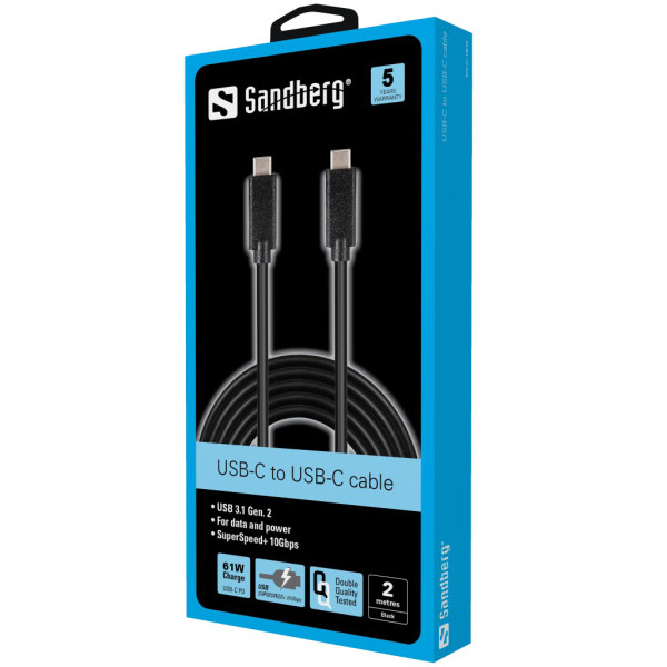 Sandberg Kabl Sandberg USB-C  - USB-C 3.1 61W 136-09