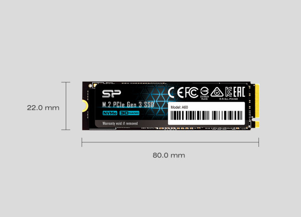 M.2 NVMe 512GB SSD, A60, PCIe Gen3x4, Read up to 2,200 MB/s, Write up to 1,600 MB/s (single sided), 2280