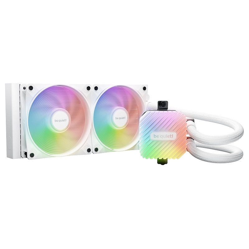 BE QUIET! LIGHT LOOP, 240mm White [with Mounting Kit for Intel and AMD], Pump with progressive IC, Two Light Wings LX PWM high-speed fans 120mm, ARGB-PWM hub for impressively vibrant ARGB illumination, BW021