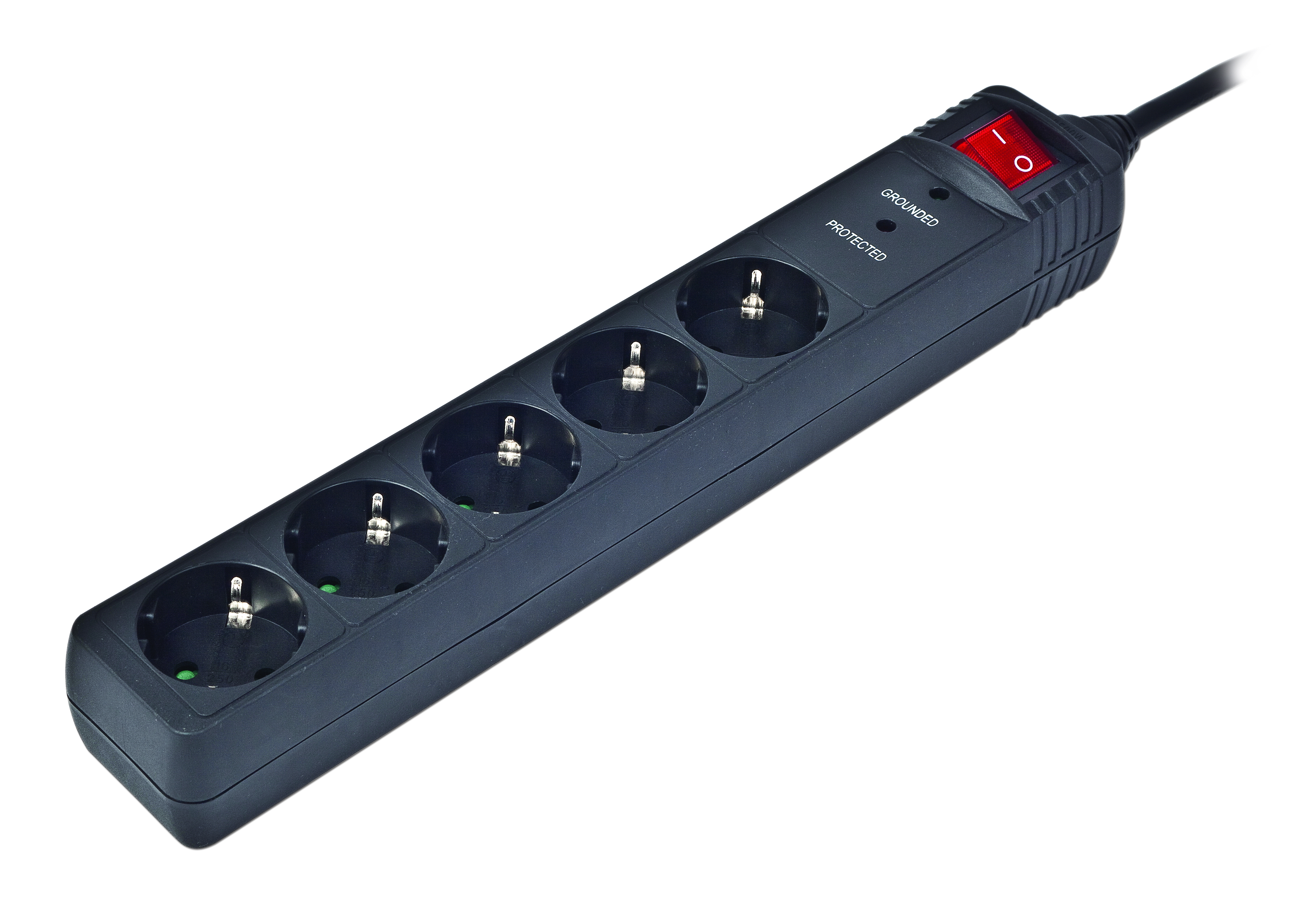 GEMBIRD Surge Protection Power strip, 5 sockets, 1.5m, 16A, Indicates Correct Grounding, Power Switch, Black, SPG5-C-5