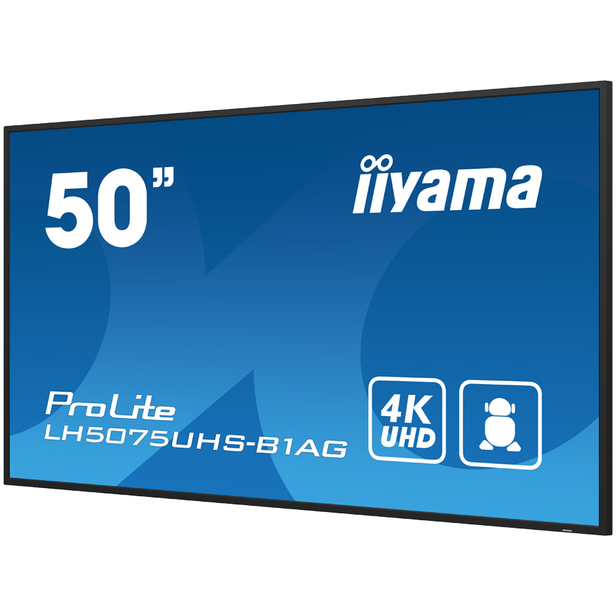 IIYAMA LFD LH5075UHS-B1AG 50" 4K UHD VA 3840 x 2160 @60Hz 500 cd/m² 5000:1 9.5ms Android 11 OS, iiSignage², FailOver, EShare landscape, portrait