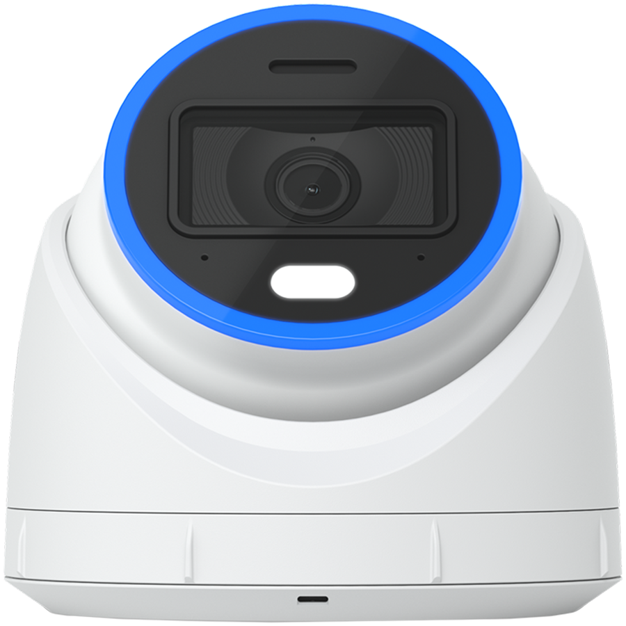 Ubiquiti UVC-G6-Turret-W All-weather, tamper-resistant 4K PoE camera with a 1/1.8" 8MP image sensor, Multi-TOPs AI Engine, and 3-axis manual adjustment for flexible installation