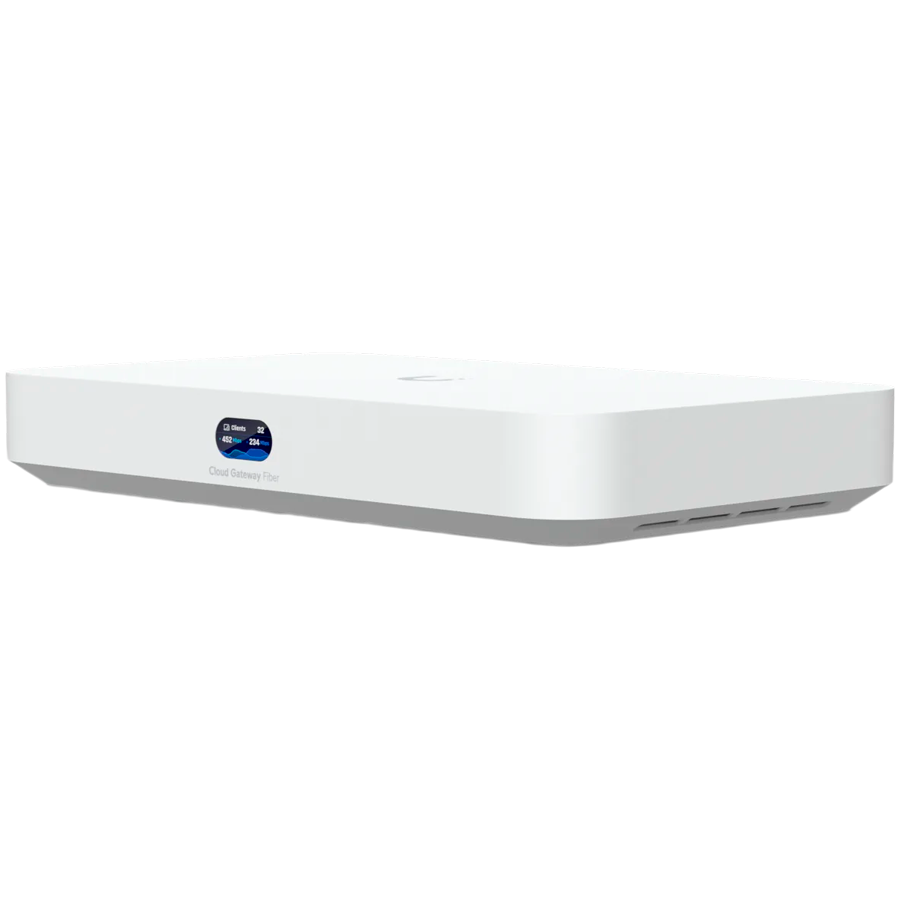 Ubiquiti UniFi UCG-Fiber-EU Desktop 10G Cloud Gateway with integrated PoE switch, Includes full UniFi application suite for device management, 5 Gbps routing with IDS/IPS, 10G SFP+ and (1) 10 GbE RJ45 WAN port, 10G SFP+ LAN port