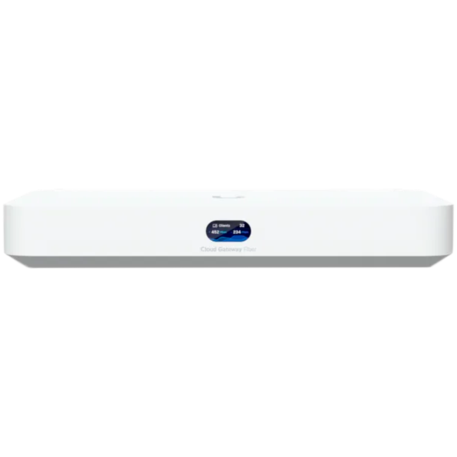 Ubiquiti UniFi UCG-Fiber-EU Desktop 10G Cloud Gateway with integrated PoE switch, Includes full UniFi application suite for device management, 5 Gbps routing with IDS/IPS, 10G SFP+ and (1) 10 GbE RJ45 WAN port, 10G SFP+ LAN port