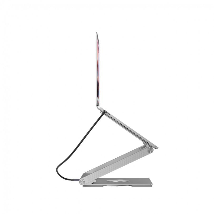 Canyon Laptop stands with hub, TYPE C F to HDMI2.0+2USB3.0+USBC3.0+RJ45+PD, TYEP C TO C cable 1m white with Emarker: HUSB332A, Material: Aluminum case+ABS+PS, Size: 245x240x27.2+/-0.3mm, Weight:1304g