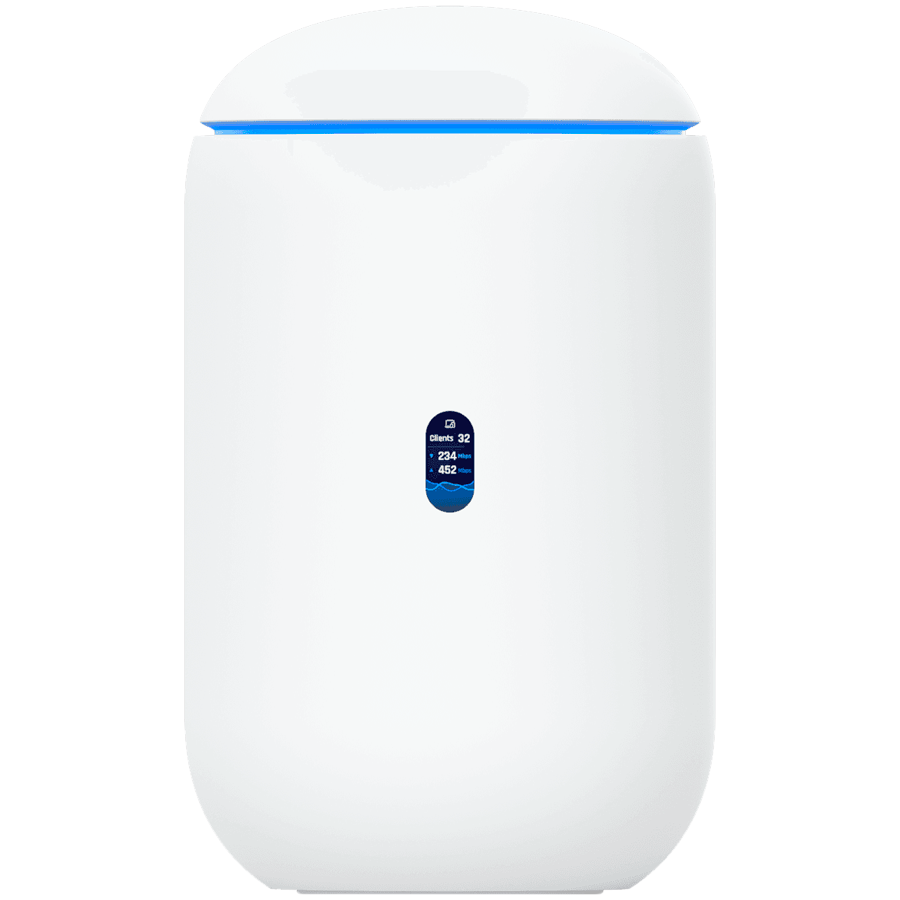 Ubiquiti UniFi UDR7-EU Dream Router 7 Desktop 10G Cloud Gateway with integrated WiFi 7, PoE switch, microSD storage, and full UniFi application support, 10G SFP+ and (1) 2.5 GbE RJ45 WAN port, 64 GB microSD,