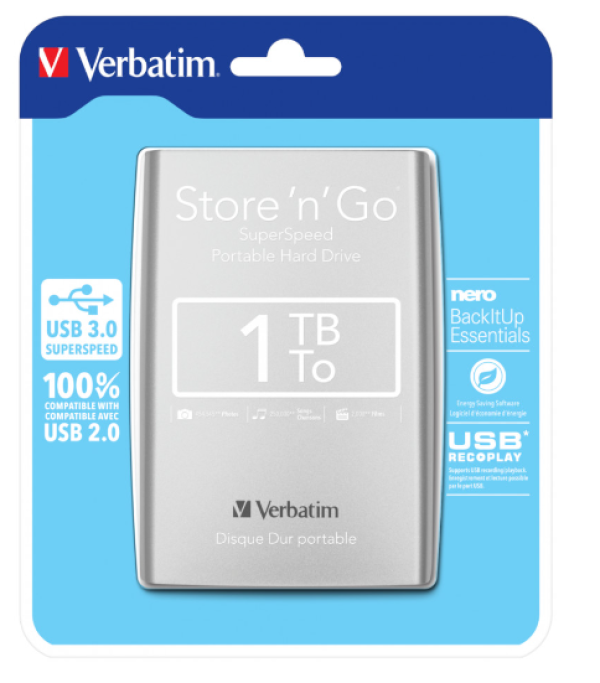 Eksterni hard disk Verbatim 2.5 1TB 3.0 srebrni