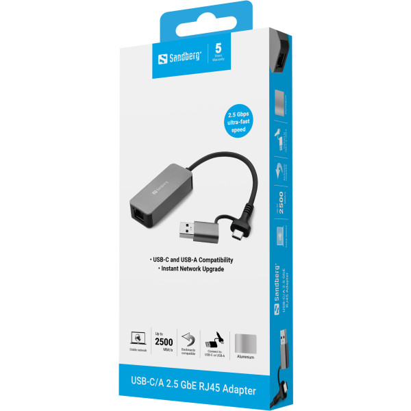Sandberg USB adpater Sandberg 136-68 USB-C/A na RJ-45 Gigabit