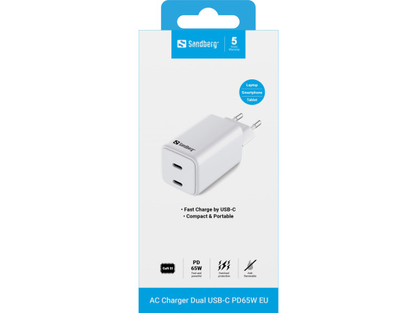 Sandberg USB auto punjač Sandberg 441-56 Dual USB-C PD 65W