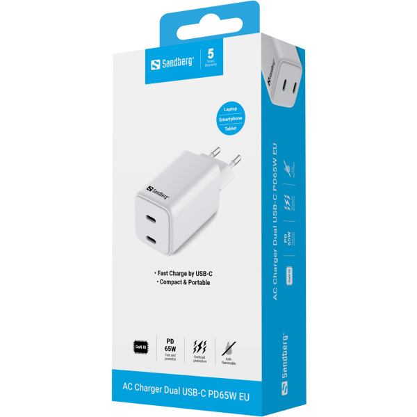Sandberg USB auto punjač Sandberg 441-56 Dual USB-C PD 65W