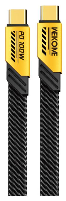 WEKOME Kabl 3.1 USB tip C M/M  1m, za Superbrzo punjenje 100W, 480Mbps, flat-crno-žuti WDC-192, 490
