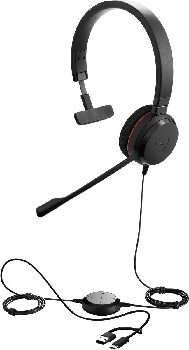 JABRA Evolve 20, Mono UC, USB C/A adapter