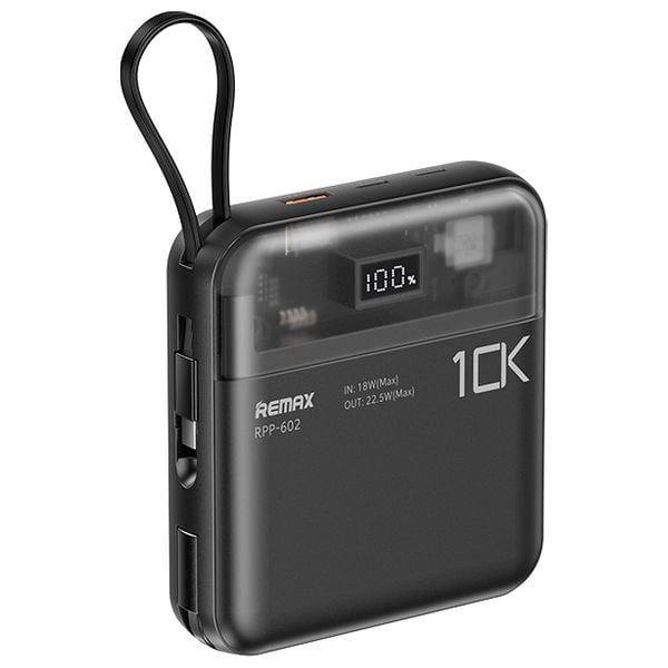 REMAX  RPP-602 - 20W+QC 22.5W Power Bank with 2 Fast Charging Cables  10000mAh