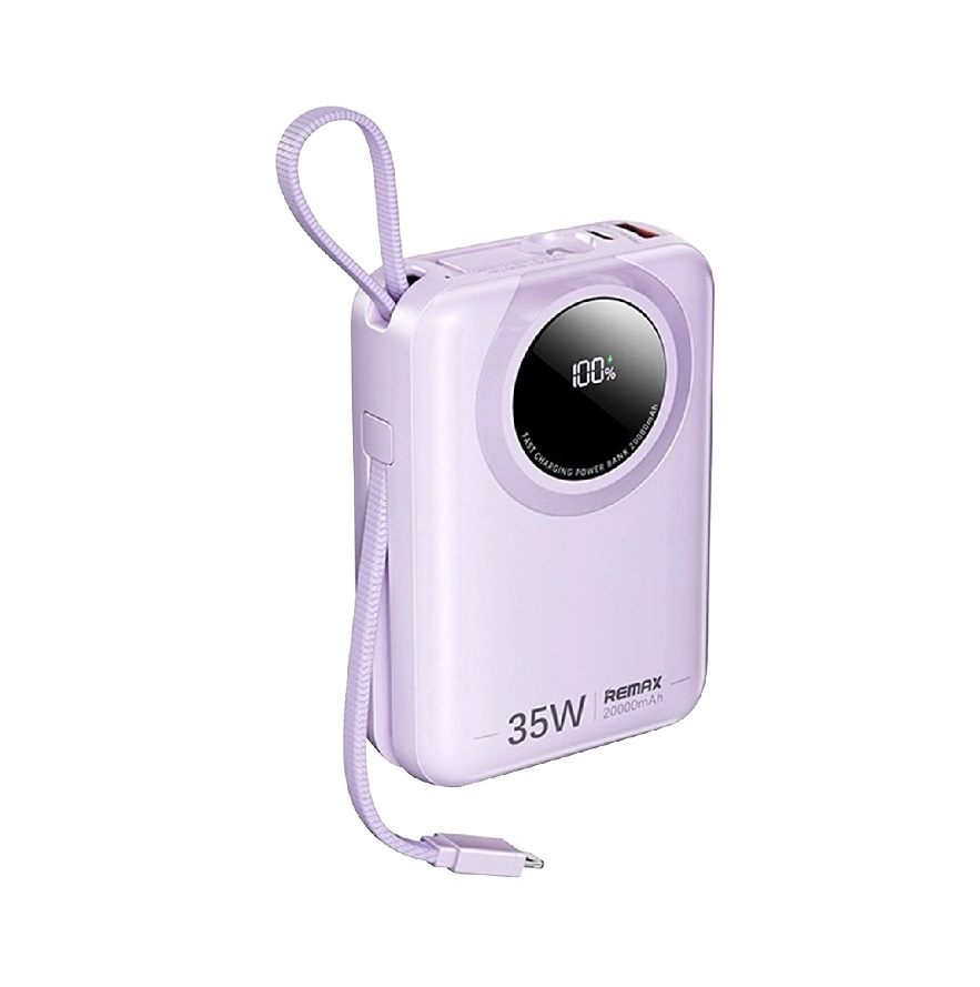 REMAX RPP-73 Purple 35W Power Bank with 2 Fast Charging Cables 20000mAh