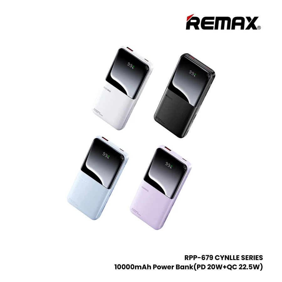 REMAX  RPP-679  Black 20W+QC 22.5W Power Bank with 2 Fast Ch. Cables 10000mAh