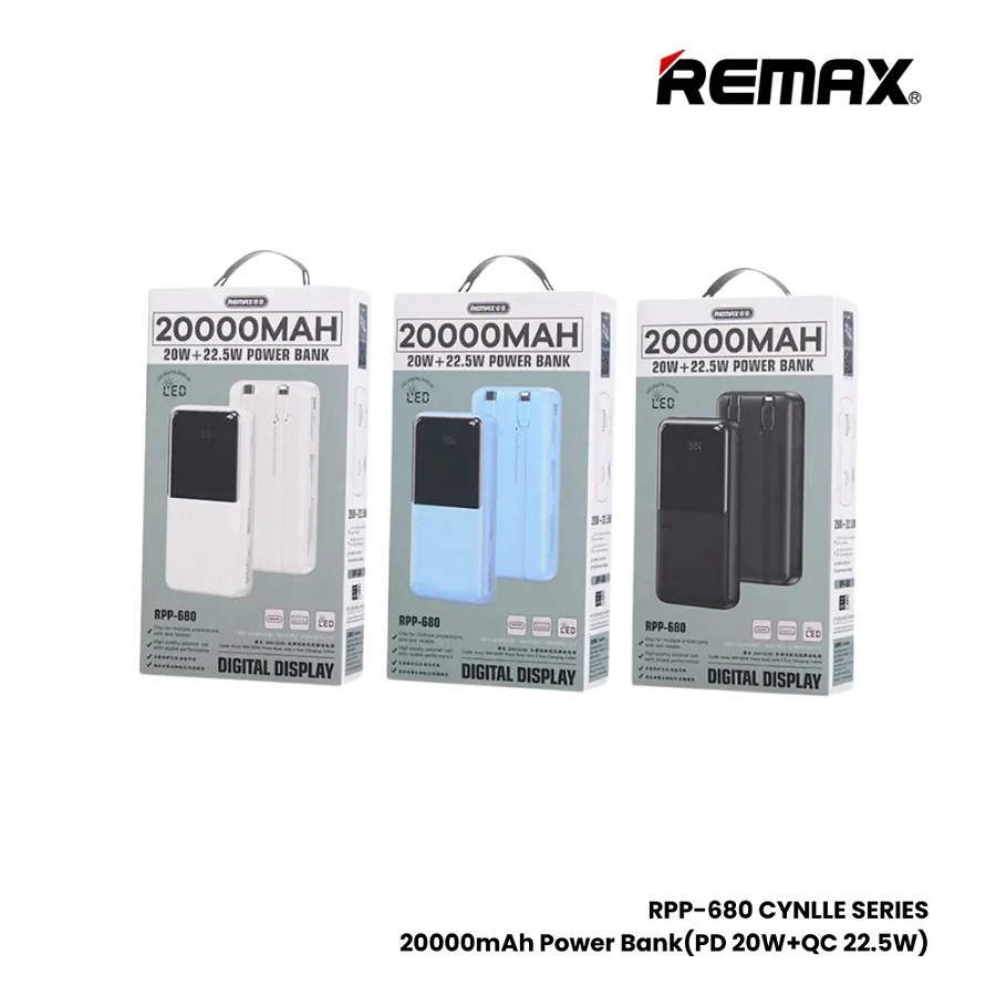 Remax Rpp 686 REMAX RPP-680 White 20W+QC 22.5W Power Bank with 2 Fast Ch. Cables ...