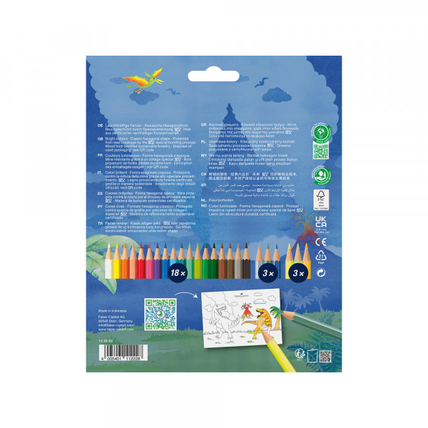 Drvene Bojice Faber Castell Dino Klasik 1/10 +3 met+3 neon + stikeri 111213