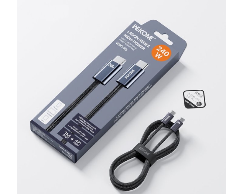 WEKOME Kabl 3.1 USB tip C M/M 1m za Superbrzo punjenje 240W/480Mbps, crni WDC-23, 567