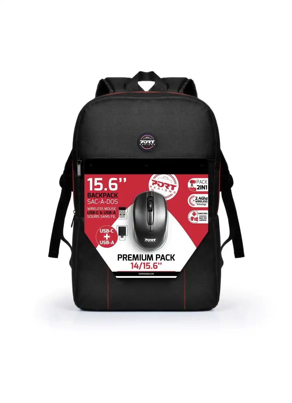 Port Premium, Ranac za Laptop, 15.6", BP + Miš