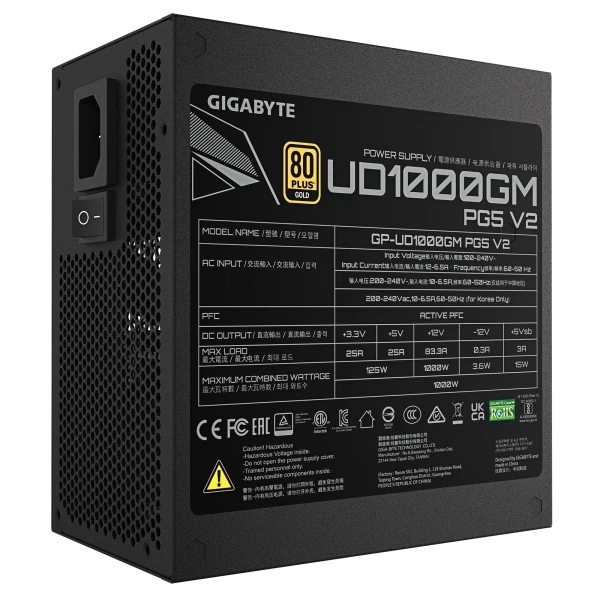Gigabyte Napajanje 1000W Gigabyte GP-UD1000GM PG5 V2 GEU2 80+ Gold