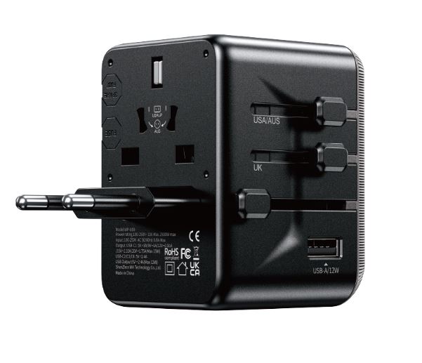 WEKOME Univerzalni Strujni GaN Punjač, 5-porta USB (3.0 i 4 x 3.1 tipC-EU/UK/AU/US/JAP) 35W, crni WP-U69