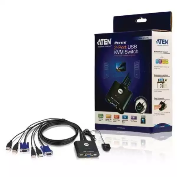 KVM Switch Aten CS22U, 2-Port USB, Pocket Series