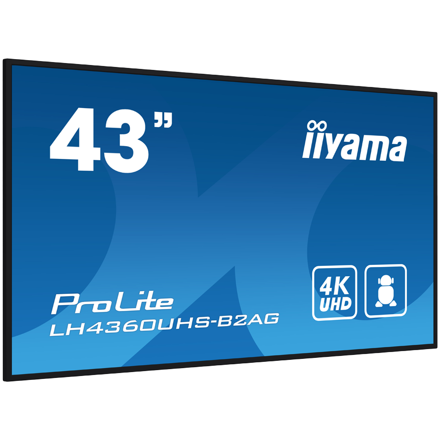 IIYAMA LFD LH4360UHS-B2AG 42.5" VA 3840 x 2160 @60Hz 500 cd/m² 5000:1 8.5ms Android 11 OS, iiSignage², FailOver, EShare landscape, portrait 3y