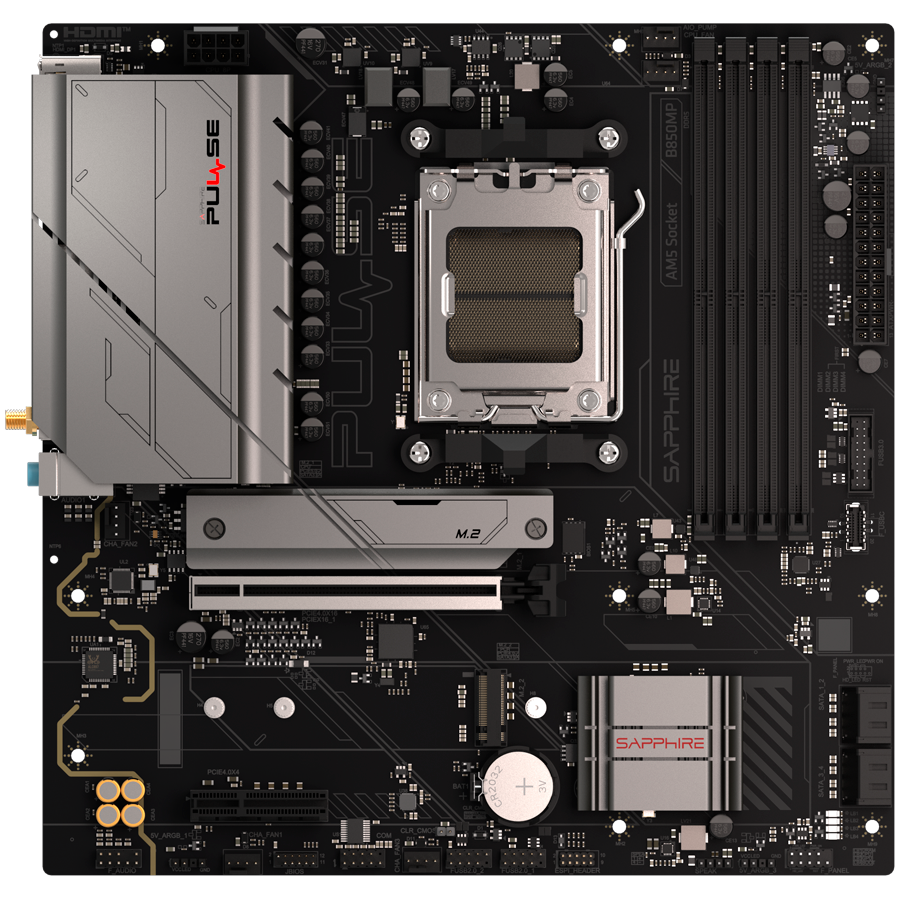 SAPPHIRE AMD B850M AM5 PULSE Ryzen R9/R7/R5, 4x DDR5 7600MHz, PCIE 5, 1x M.2 Gen5, 1x M.2 Gen4, LAN 2.5 Gbps, WIFI6, USB, MATX
