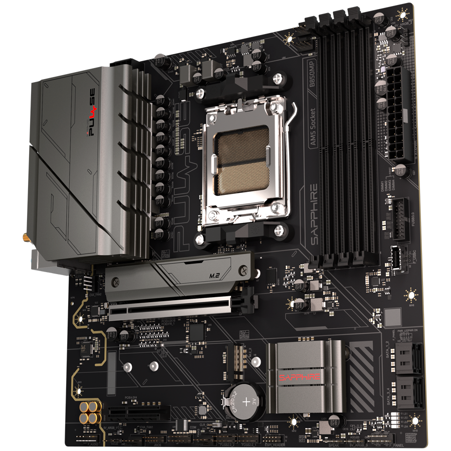 SAPPHIRE AMD B850M AM5 PULSE Ryzen R9/R7/R5, 4x DDR5 7600MHz, PCIE 5, 1x M.2 Gen5, 1x M.2 Gen4, LAN 2.5 Gbps, WIFI6, USB, MATX