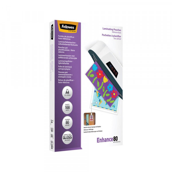 Fellowes Folija za plastifikaciju A4 80mic sjajna samolepljiva Fellowes 5302202