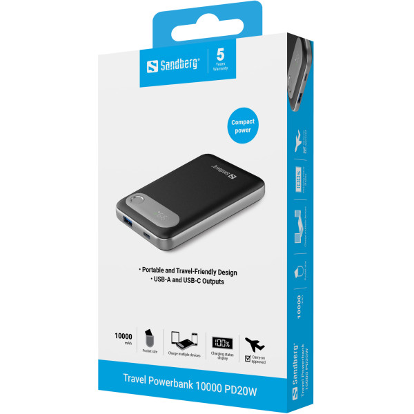 Sandberg Powerbank Sandberg Travel USB-C 421-16 10000mAh PD20W