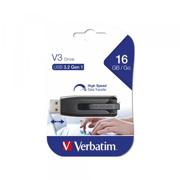 Verbatim V3 16GB USB 3.2 Flash Drive – Black