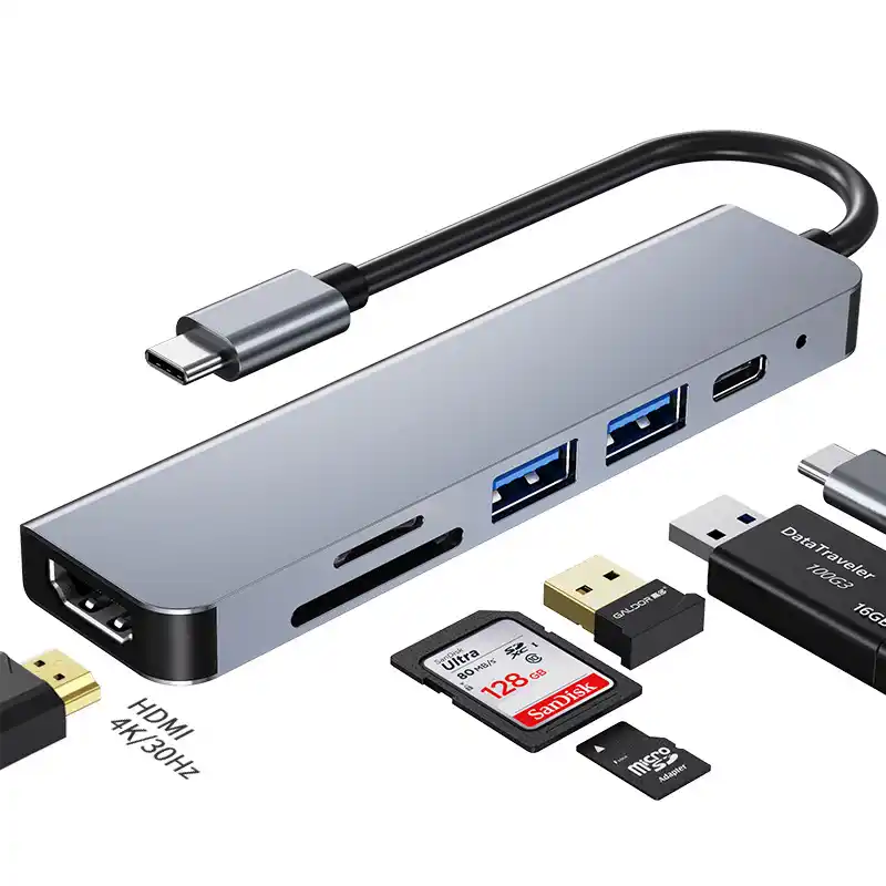 Adapter Tip C 6/1 4K HDMI/USBx2/SD/TF/USB-C/PD 87W KT-601G Kettz