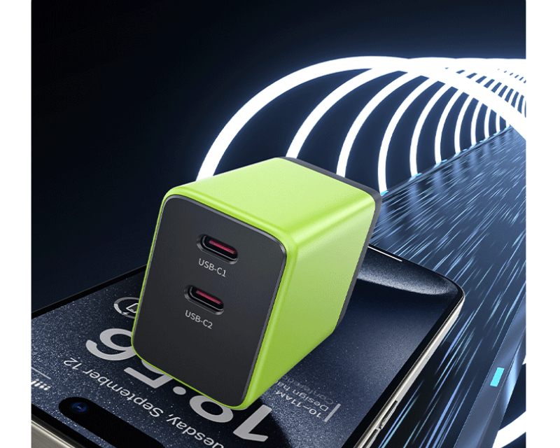 WEKOME Superbrzi Strujni GaN Punjač, 2-porta USB (2 x 3.1 tipC) 45W, žuti WP-U33